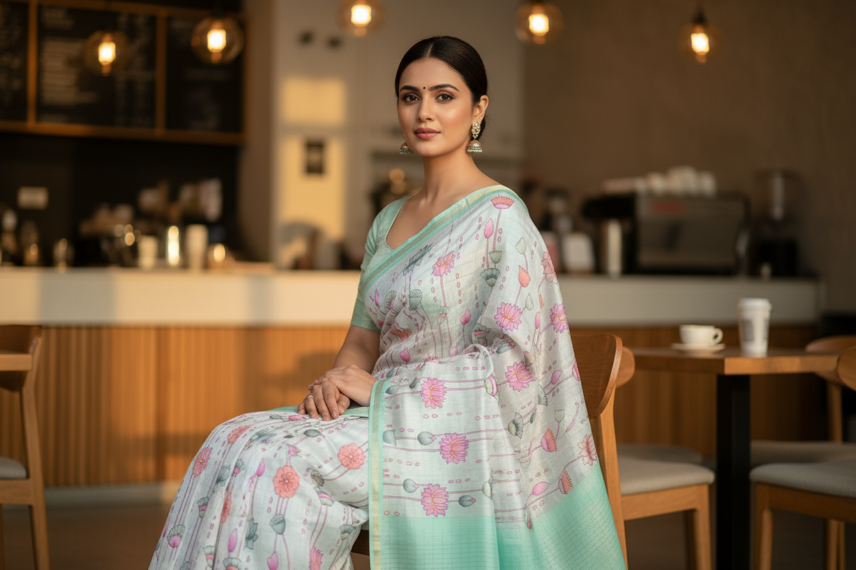 Cream Tussar Saree Pallu