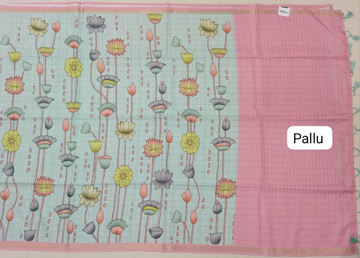 Light Sky Blue Tussar Saree pallu