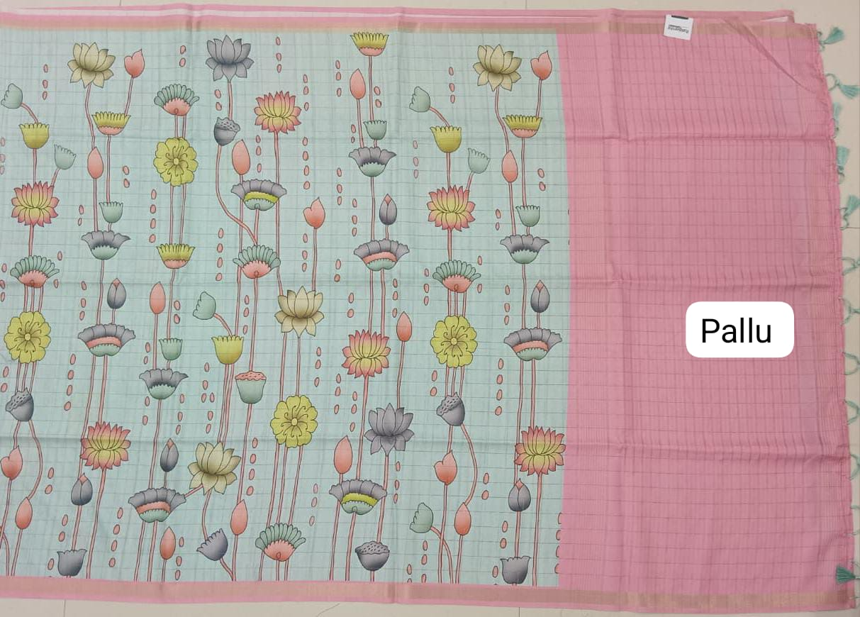 Light Sky Blue Tussar Saree pallu