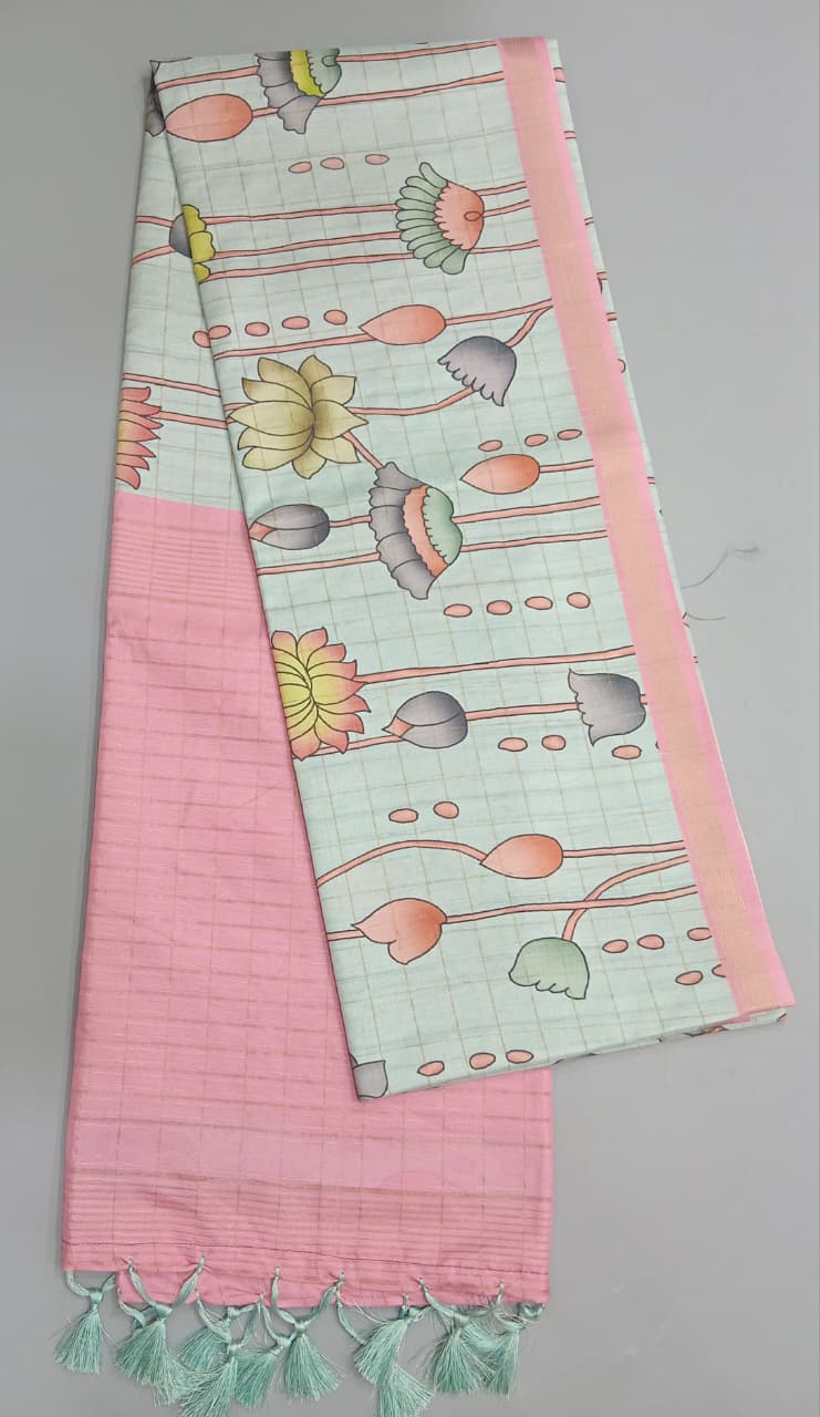 Light Sky Blue Tussar Saree 