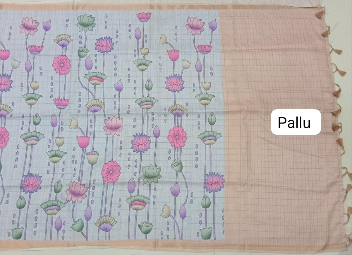 Baby Blue Tussar Saree  Pallu