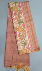 Yellow Tussar Silk Saree