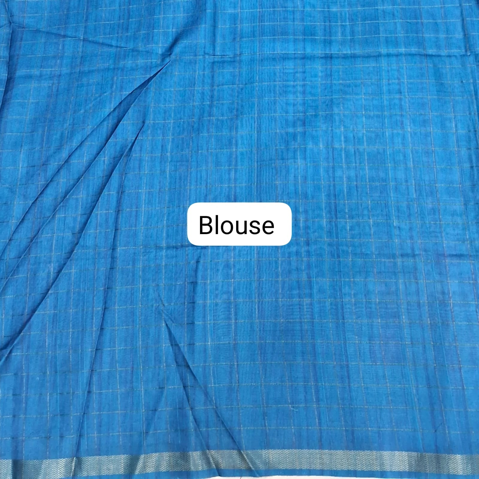 Aqua Blue Tussar Saree Blouse