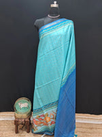 Aqua Blue Tussar Saree for Festive Elegance