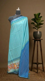Aqua Blue Tussar Saree 