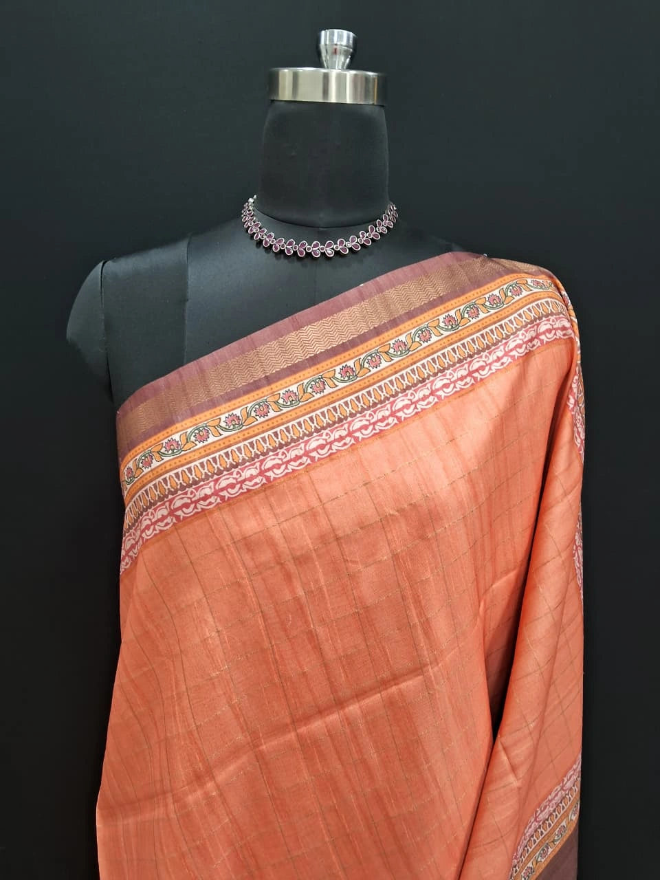 Peach Semi Tussar Saree 1