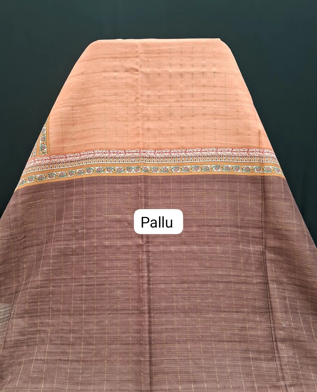 Peach Semi Tussar Saree Pallu