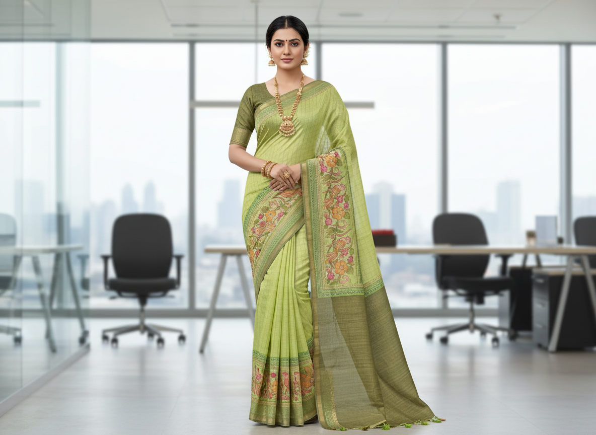 Green Tussar Saree 