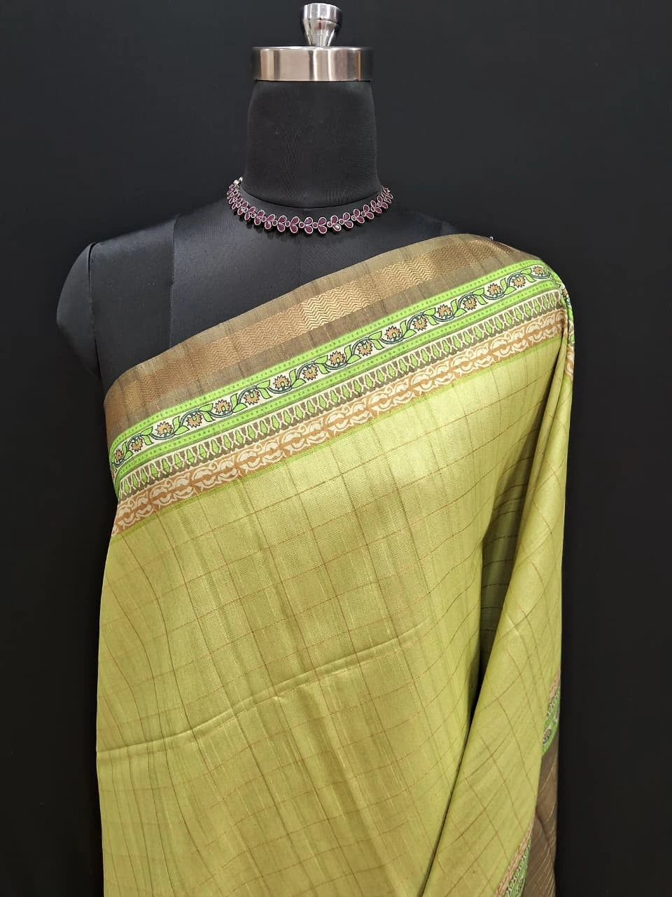 Classic Green Tussar Saree with Festive Charm 1