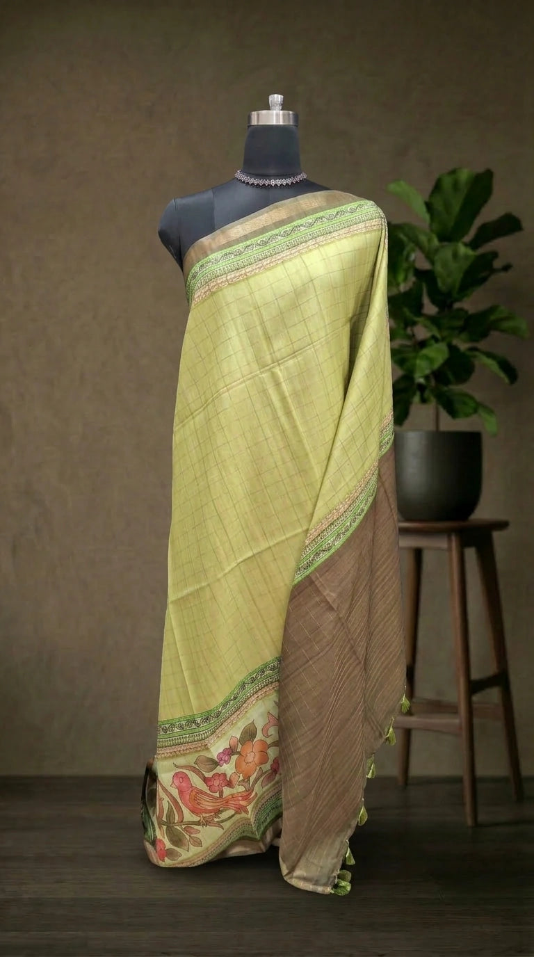 Classic Green Tussar Saree with Festive Charm
