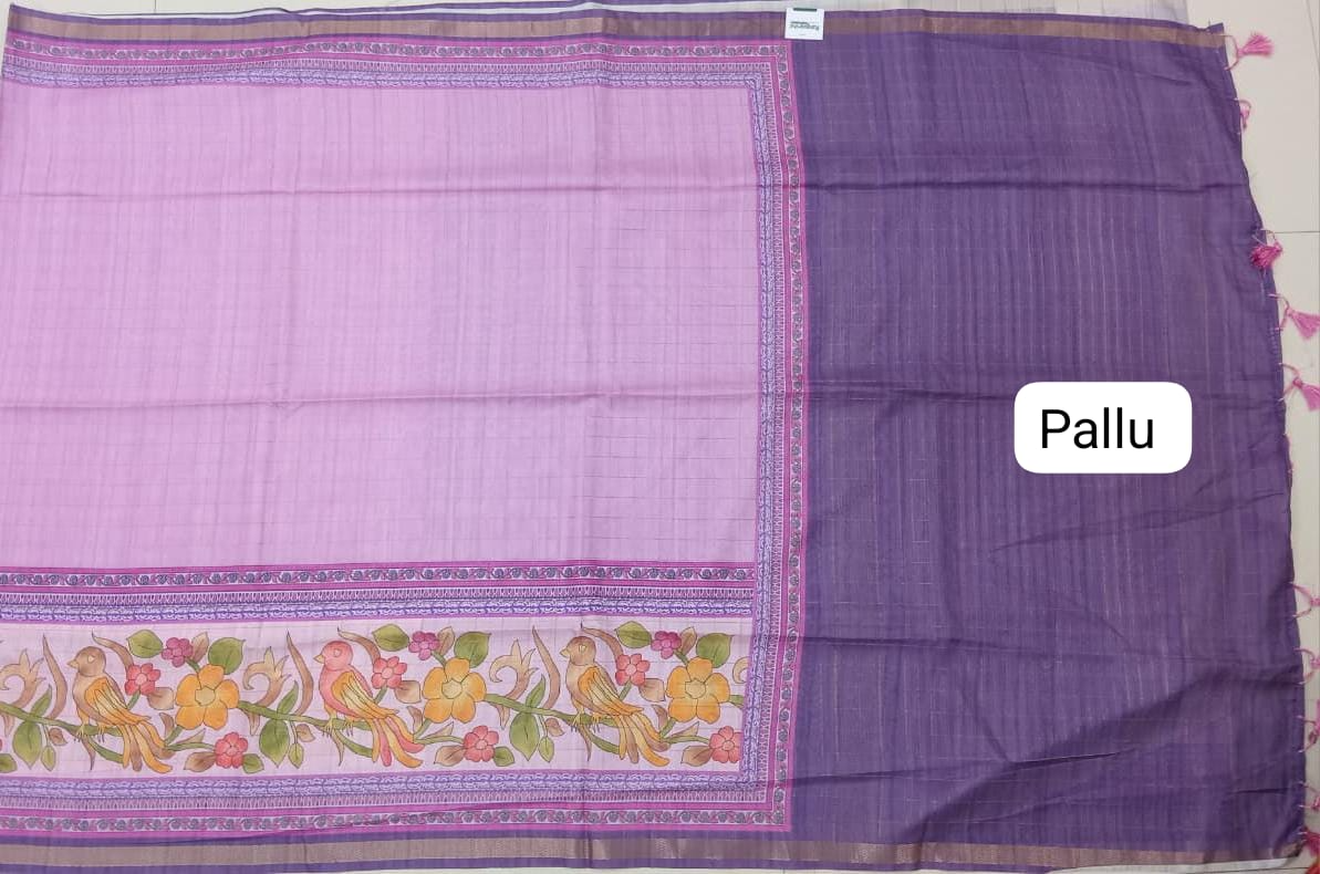 Lavender Tussar Saree Pallu