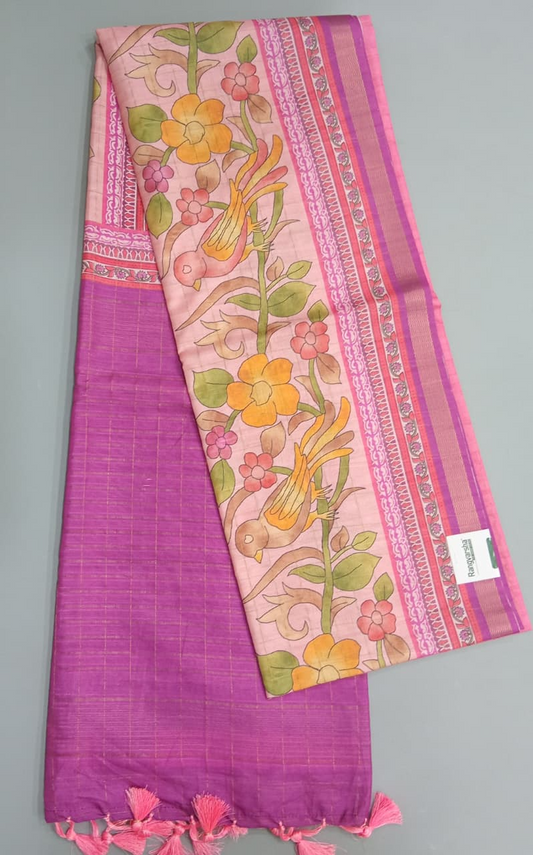 Rose Pink Tussar Saree 