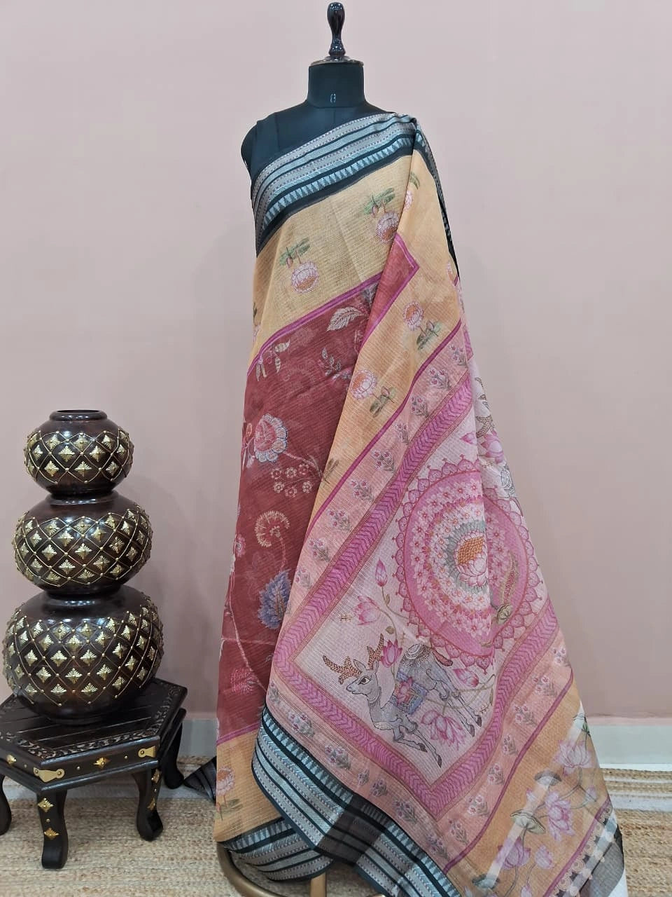 Brick red Cotton Kota saree 