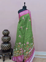 Parrot green Cotton Kota saree 