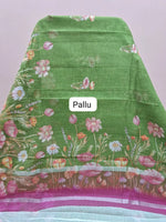 Parrot green Cotton Kota saree pallu
