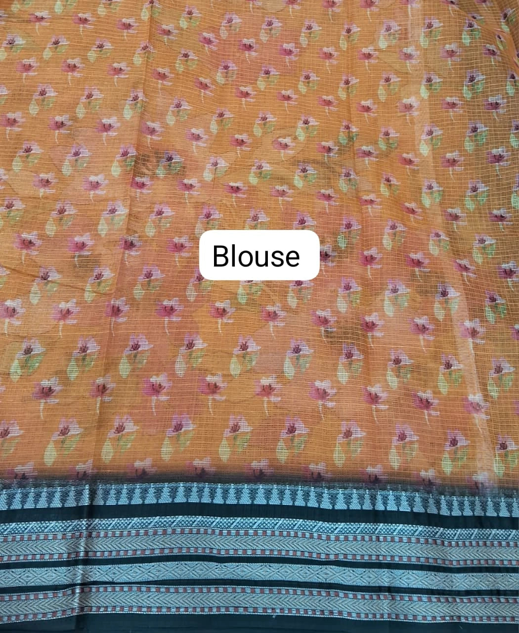 Light orange Cotton Kota saree blouse