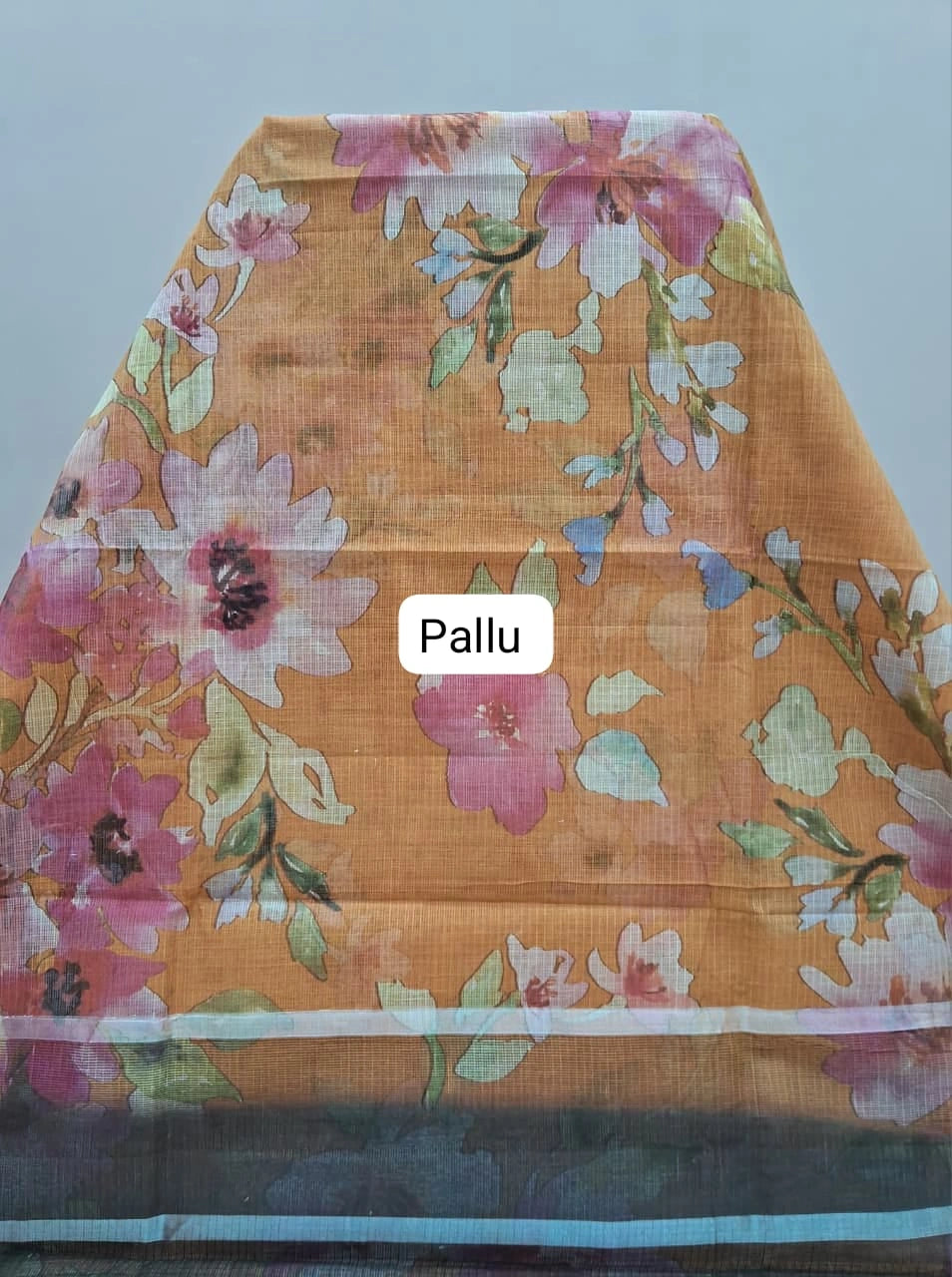 Light orange Cotton Kota saree pallu