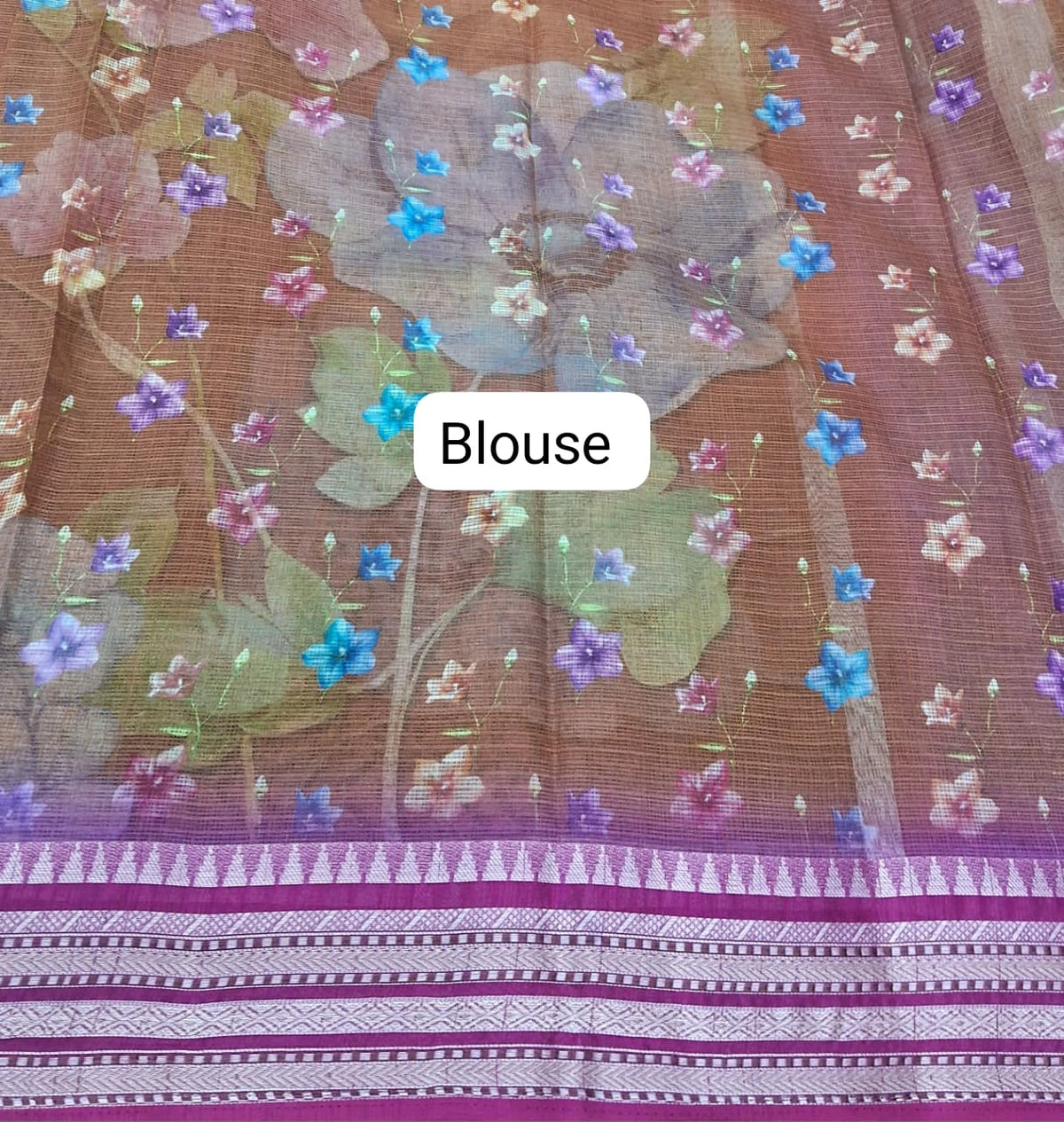 Brown Cotton Kota saree blouse