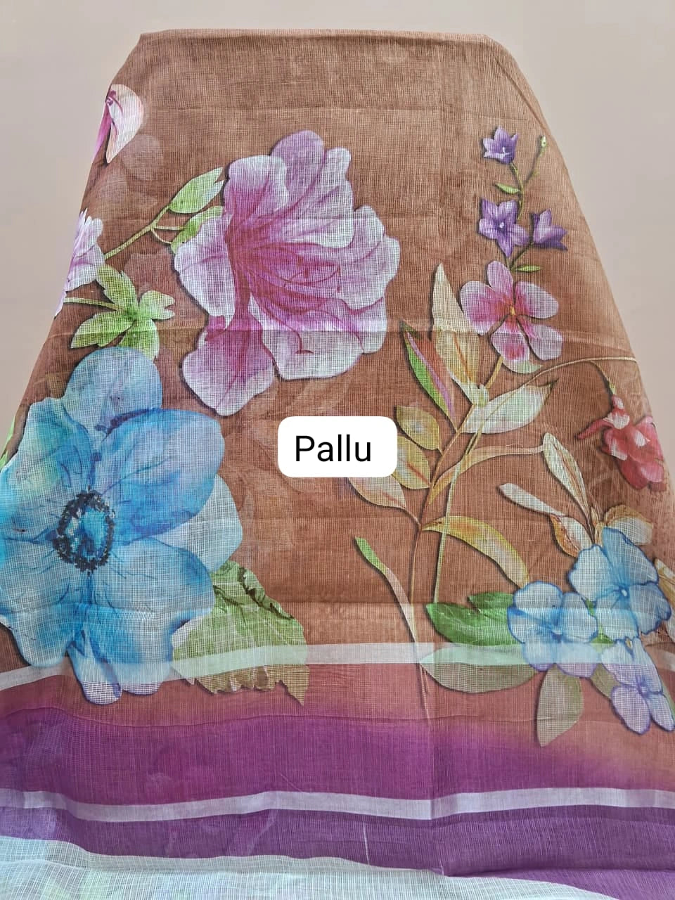 Brown Cotton Kota saree pallu