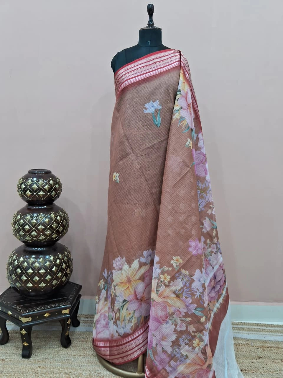Sand Brown Cotton Kota Saree 