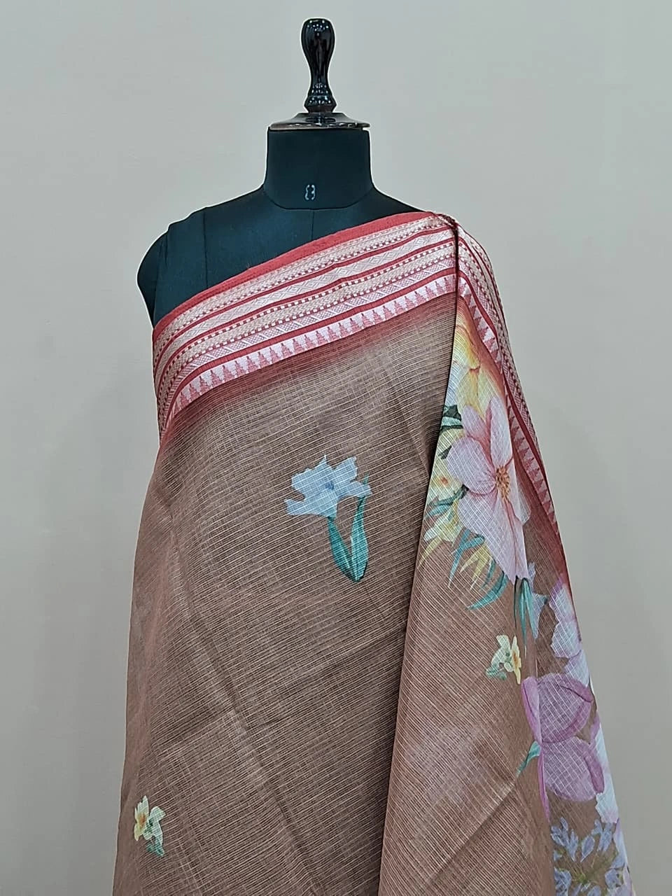 Sand Brown Cotton Kota Saree 1