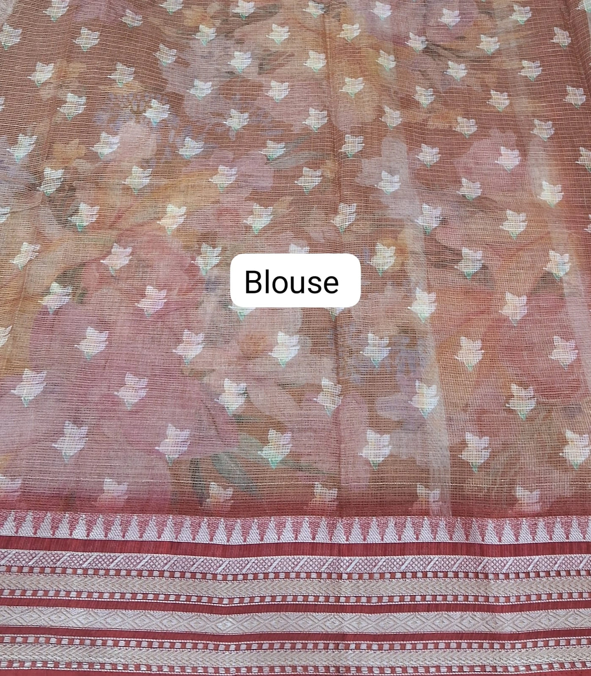 Sand Brown Cotton Kota Saree blouse