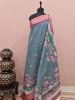Metal Grey Pure Cotton Kota Saree
