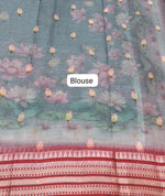 Metal Grey Pure Cotton Kota Saree blouse