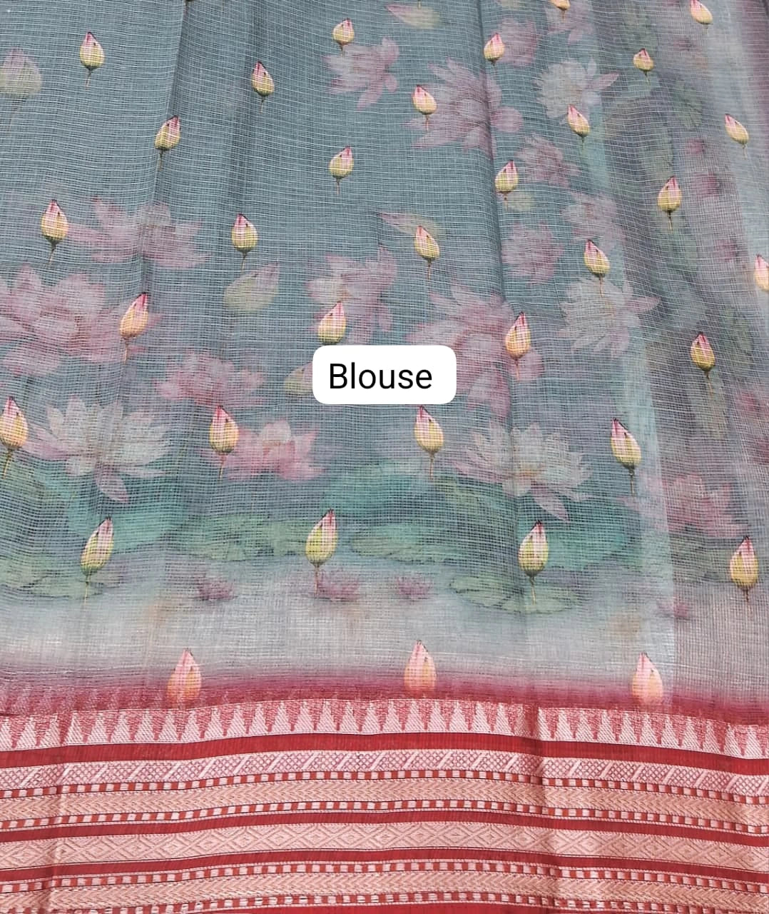 Metal Grey Pure Cotton Kota Saree blouse