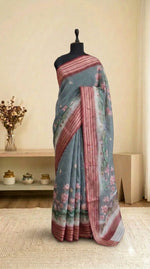Metal Grey Pure Cotton Kota Saree