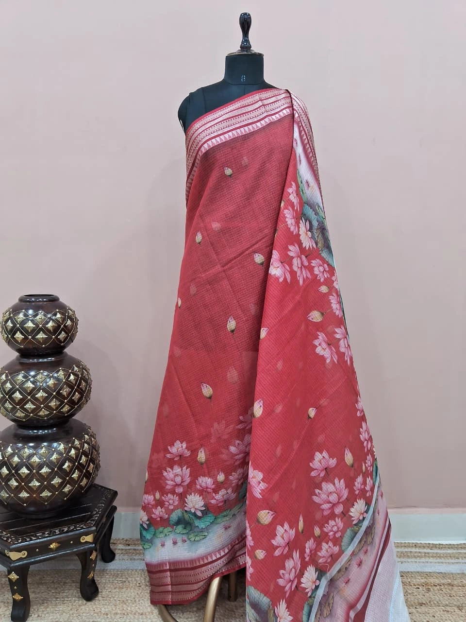 Red Cotton Kota Saree 