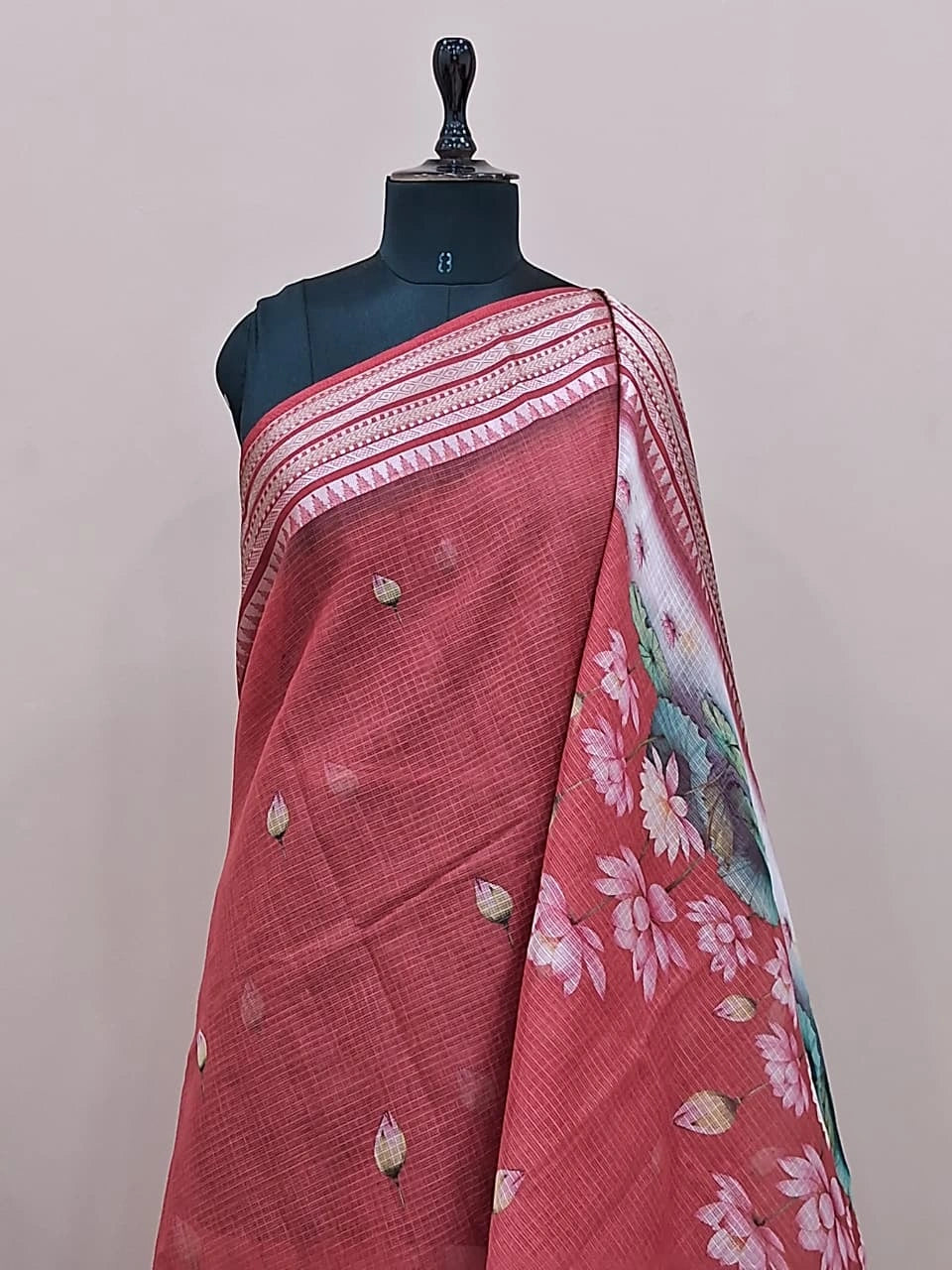 Red Cotton Kota Saree 1
