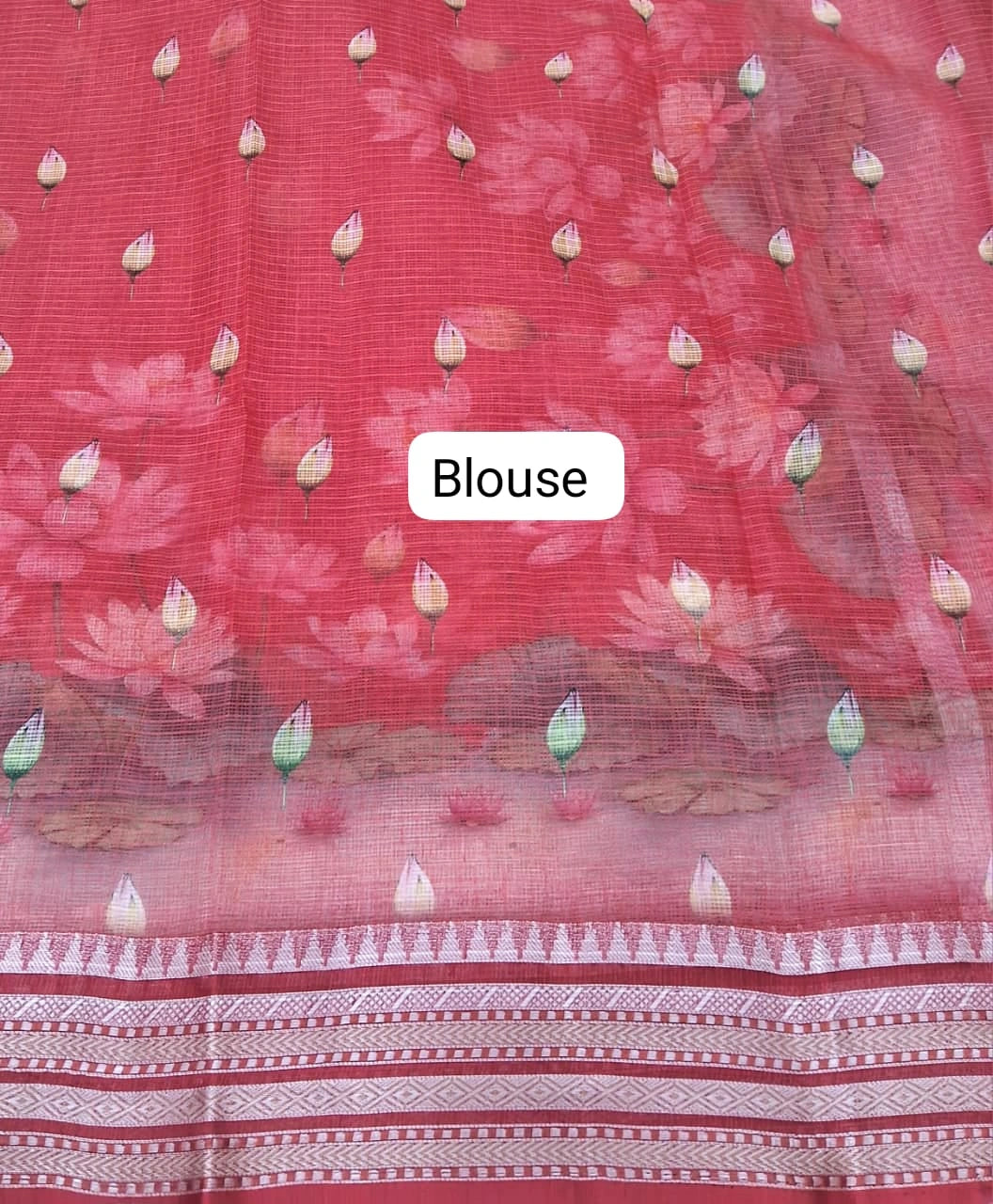 Red Cotton Kota Saree Blouse