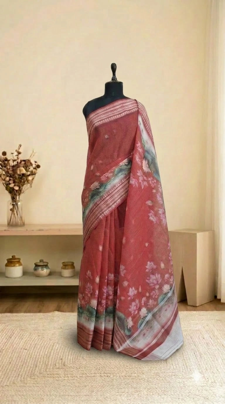 Red Cotton Kota Saree 