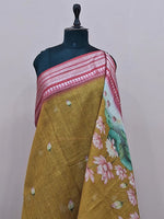 Elegant olive green Cotton Kota saree 1