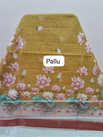 Elegant olive green Cotton Kota saree pallu