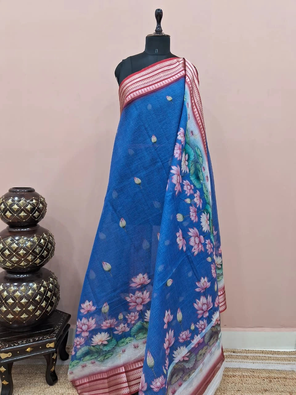 Royal blue Cotton Kota saree 