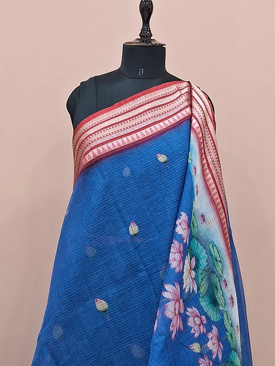 Royal blue Cotton Kota saree 1
