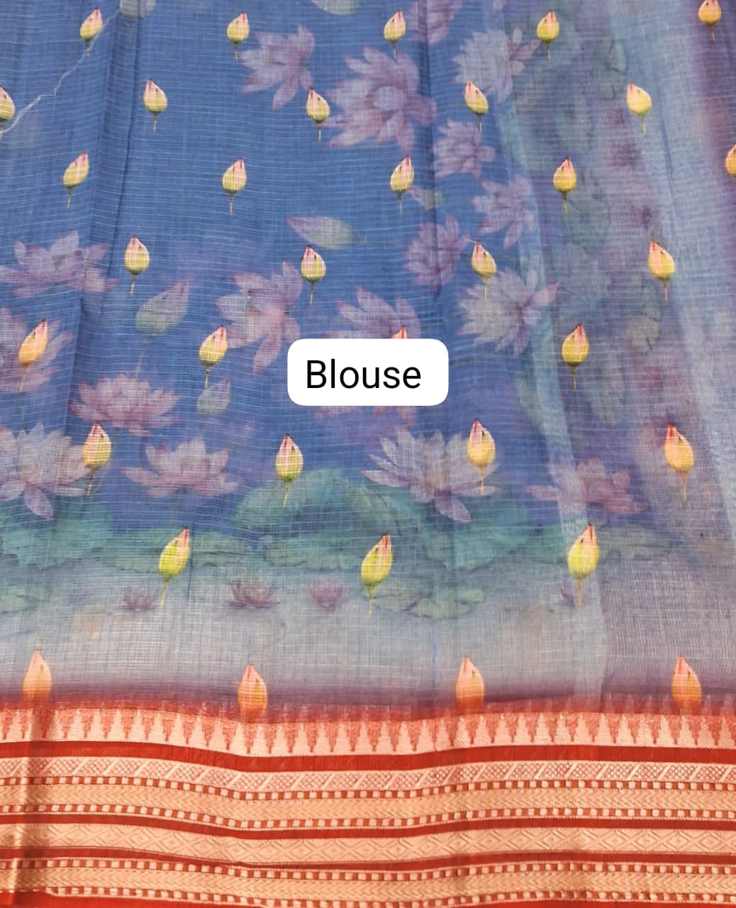 Royal blue Cotton Kota saree Blouse