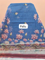 Royal blue Cotton Kota saree pallu