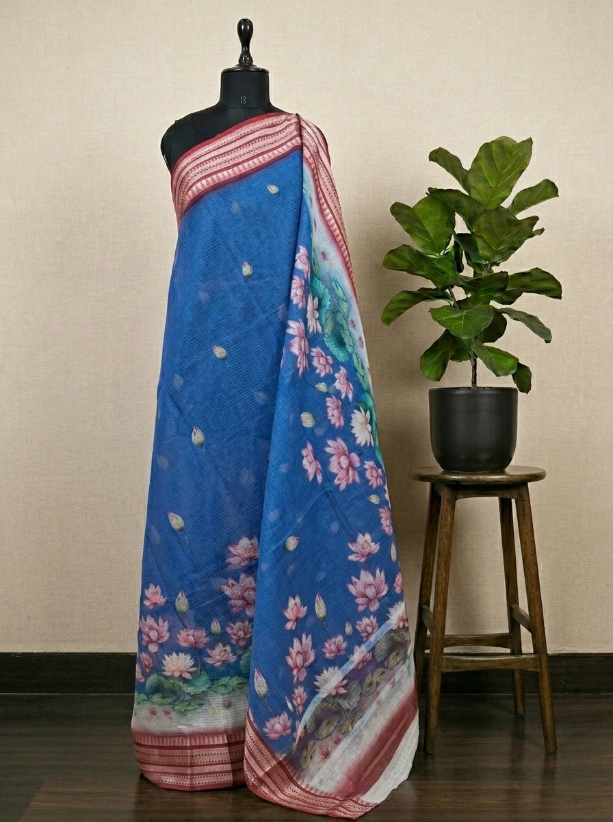 Royal blue Cotton Kota saree 