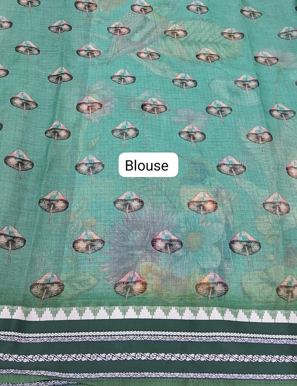 Sea Blue Cotton Kota Saree Blouse