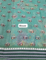 Sea Blue Cotton Kota Saree Blouse