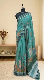 Sea Blue Cotton Kota Saree