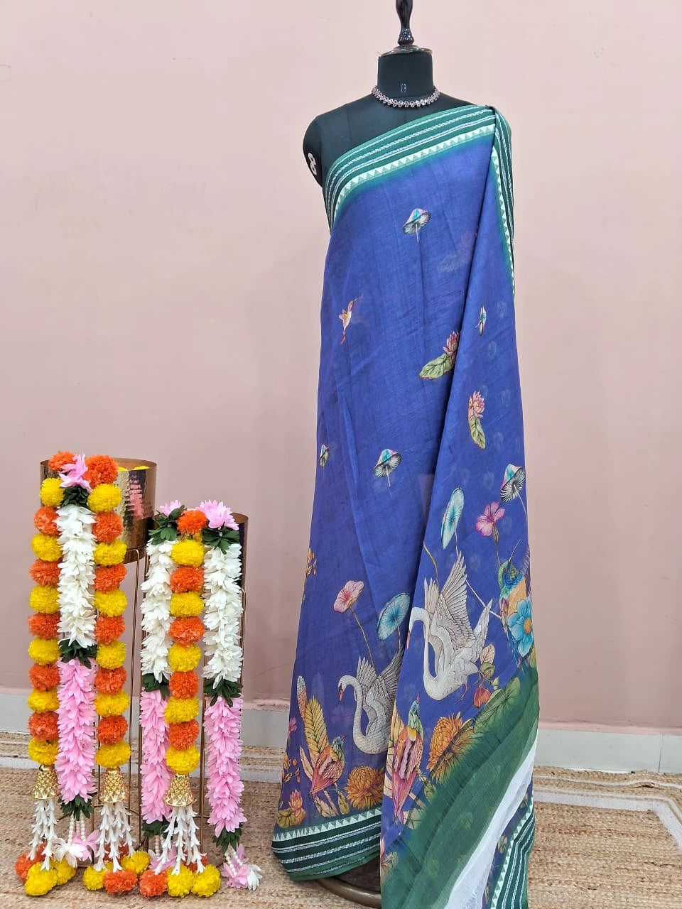 Blue Cotton Kota Saree 