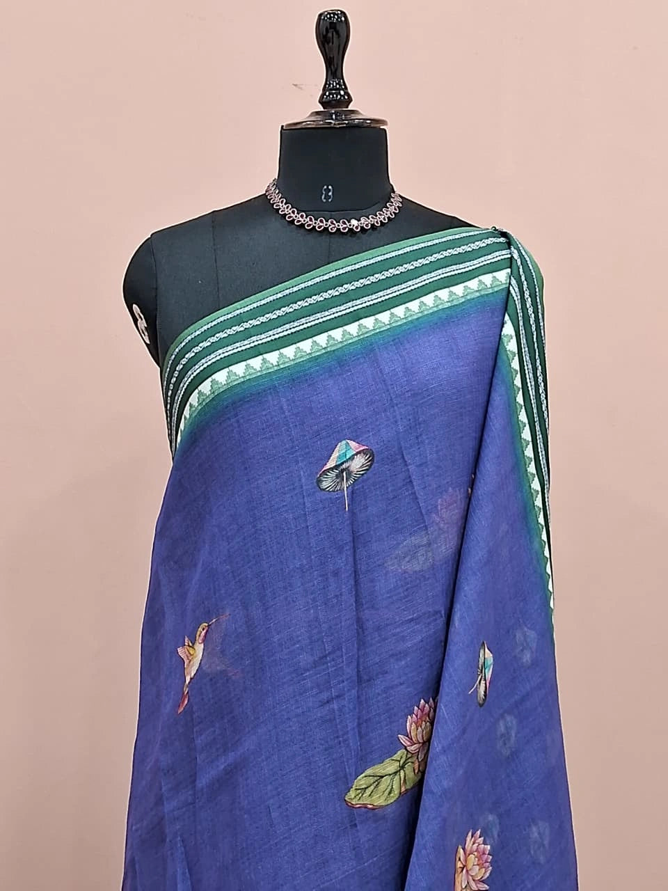 Blue Cotton Kota Saree  1
