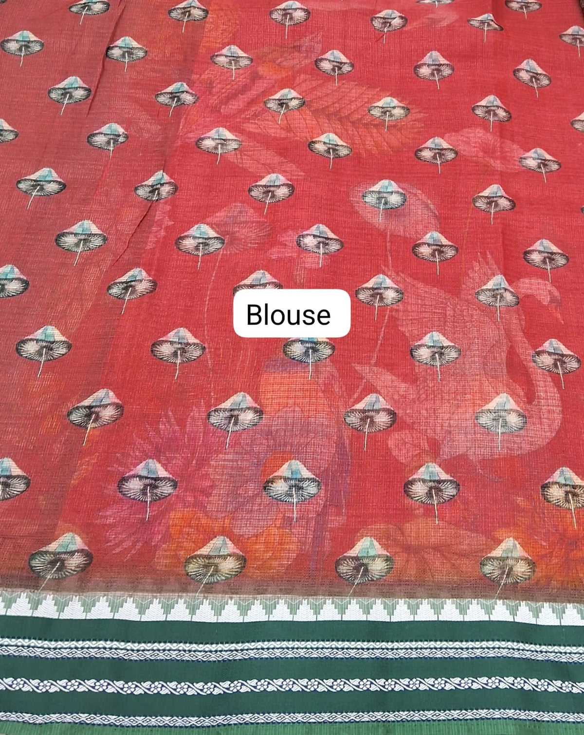Brick Red Cotton Kota Saree blouse
