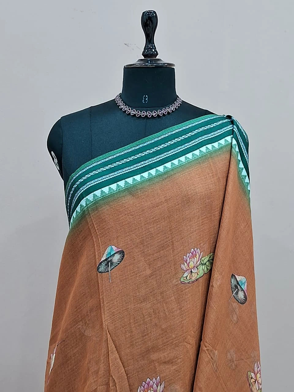 Sand Brown Cotton Kota Saree 1