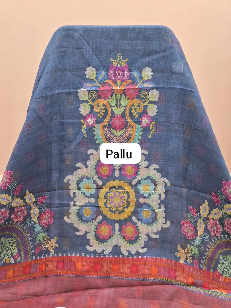 Light Blue Cotton Kota Saree Pallu