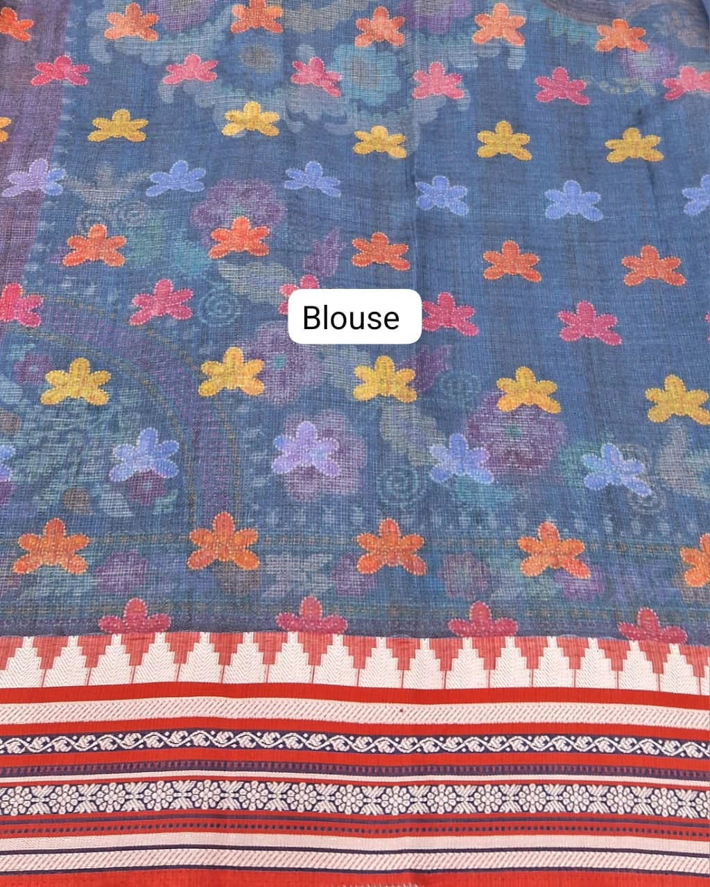Light Blue Cotton Kota Saree Blouse